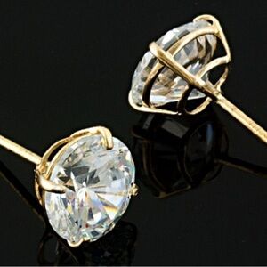 FZN 10k Yellow Gold 6mm CZ Stud Earrings Lot#109